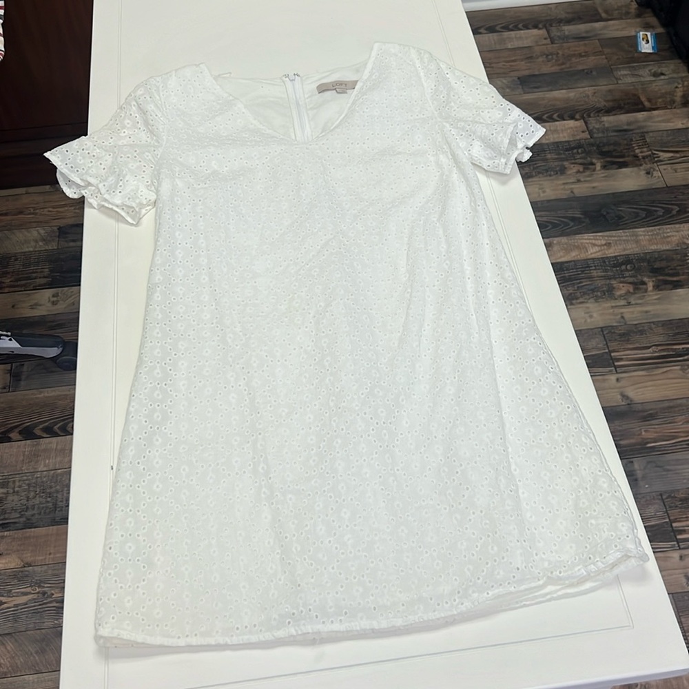 White Mini Dress V Neck